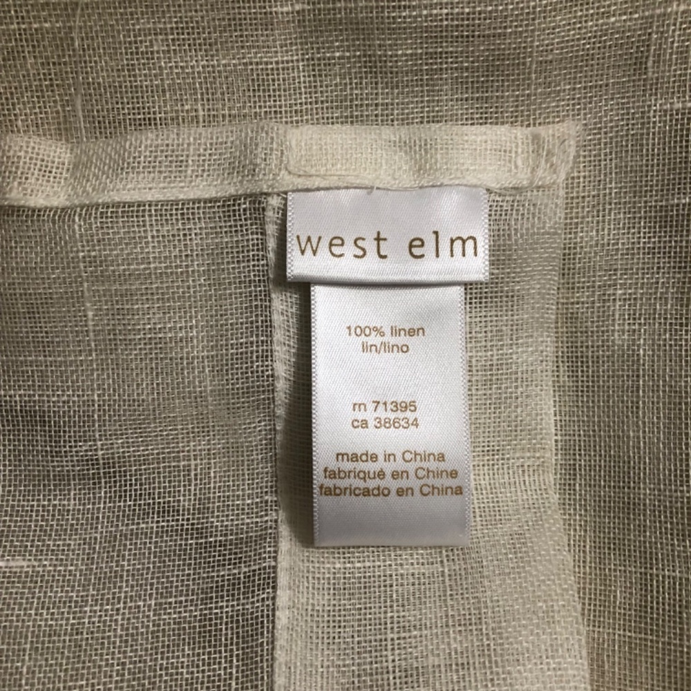 West Elm 48 x 84 set of 2 sheer European flax linen curtain panels Alabaster - Picture 4 of 5